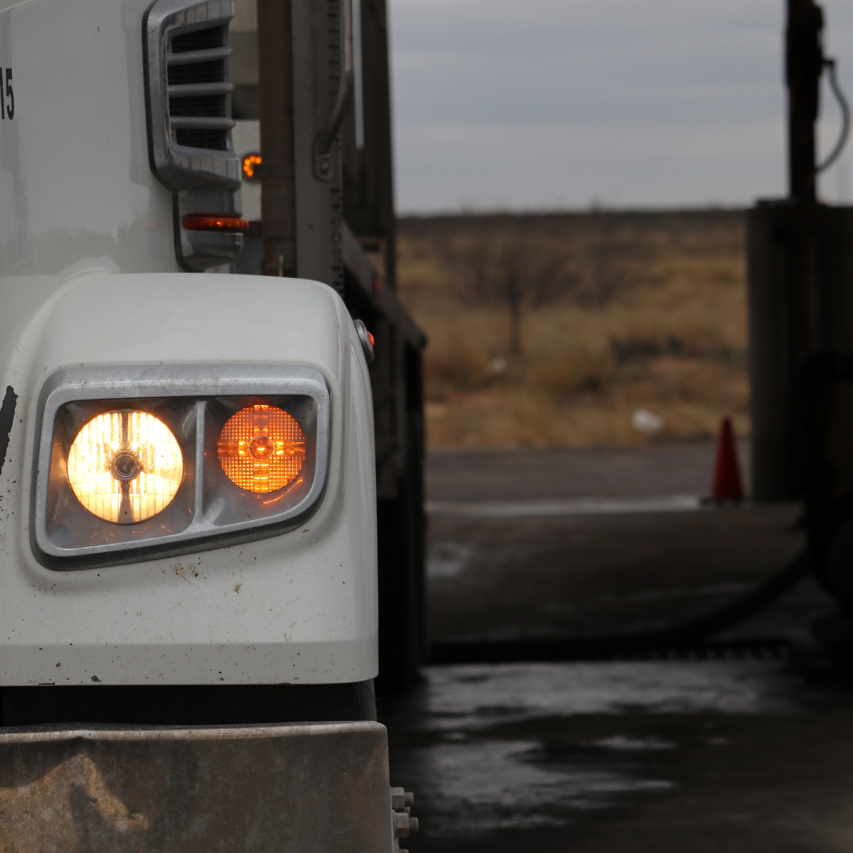 Truck in saltwater disposal lane